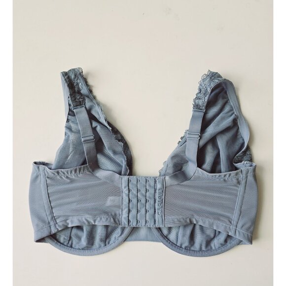 Cacique Modern Unlined Underwire Full Coverage Figure Blue Floral Lace Bra 38I - Picture 6 of 10